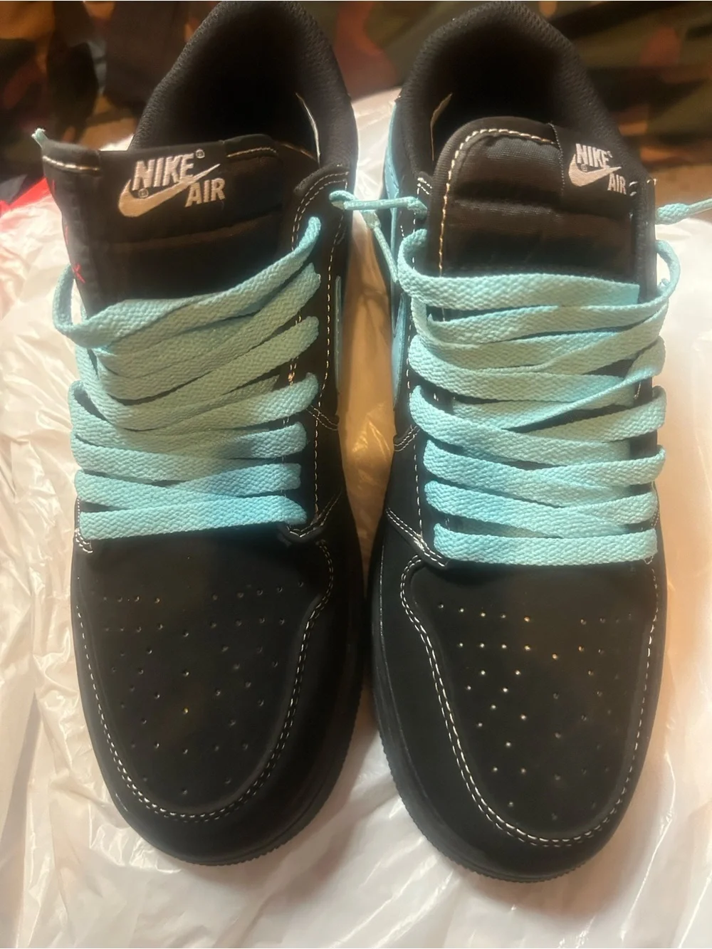 Nike Black Sneakers with Teal Accents